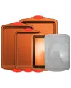 Nutrichef 5pc Professional Home Kitchen Bake Pan Set In Orange