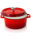 Nutrichef 5qt Cast Iron Dutch Oven Pot In Red