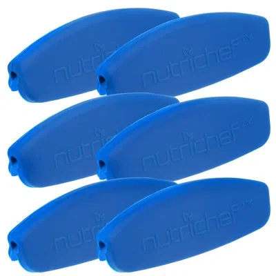 Nutrichef 6 Pcs. Blue Silicone Handles - Flexible Design For Nonstick Carbon Steel Bakeware Pans - Compatible 