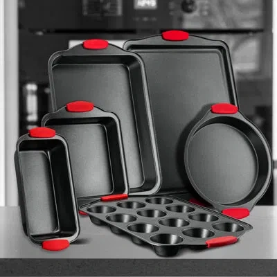 Nutrichef 6 Piece Non-stick Steel Bakeware Set In Black