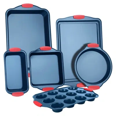Nutrichef 6 Piece Non-stick Steel Bakeware Set In Blue