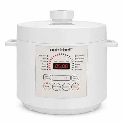Nutrichef 6 Qt Electric Pressure Cooker - 9 Function Digital Countertop With Preset Cooking Modes, Adjustable  In White