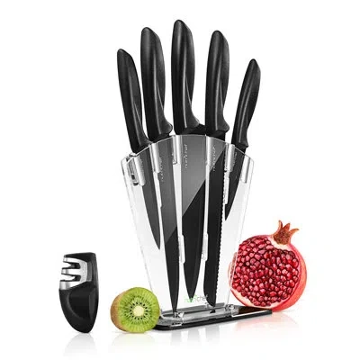 Nutrichef 7 Piece Assorted Knife Set In Black