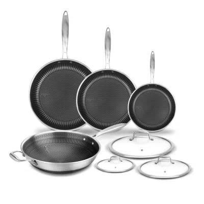 Nutrichef 7 Piece Stainless Steel Non Stick Cookware Set In Black