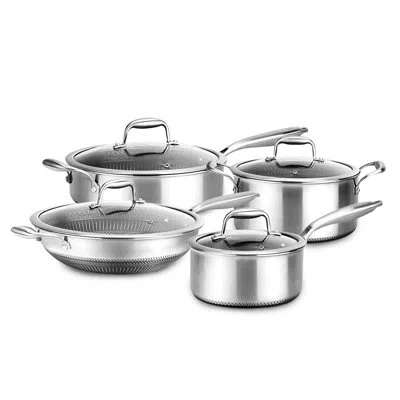 Nutrichef 8 Pieces Stainless Steel Non Stick Cookware Set In Silver