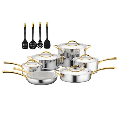 Nutrichef 8 Qt.  Aluminum Cookware Set In Gold