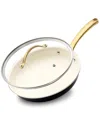 Nutrichef 12in Frypan With Lid In Gold