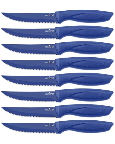 Nutrichef 8pc Steak Knife Set In Blue