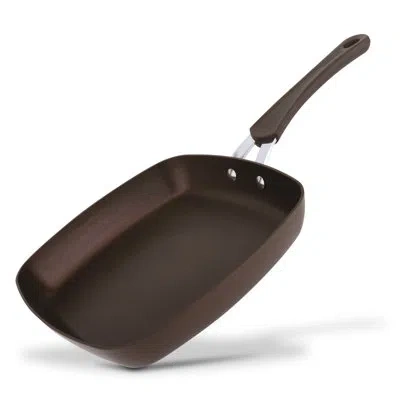 Nutrichef 9.45'' Non Stick Aluminum Rectangular Grill And Griddle Pan In Brown