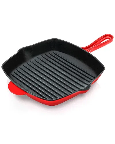 Nutrichef Cast Iron Grill Pan With Ename Coating In Red
