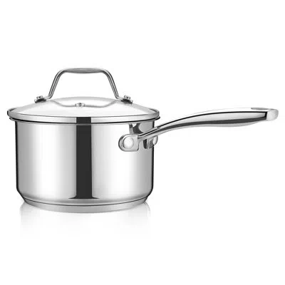 Nutrichef Cookware Saucepan 2 Qt. Stainless Steel Soup Pot With Lid In Stainless Steel;silver