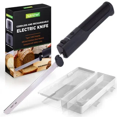 Nutrichef Cordless Electric Knife | Easy To Use Constant On/off Safety Function | Lightweight Kitchen Knife |  In Black