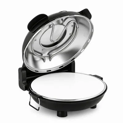 Nutrichef Countertop Pizza Maker - Electric Pizza Oven With Temperature Controls, Window And Thermometer In Black