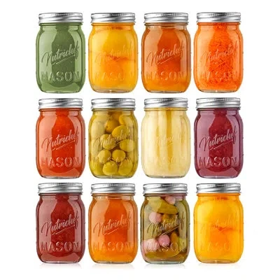 Nutrichef Diy Magnetic 16 Oz. Mason Jar In Clear,silver;nature;plain