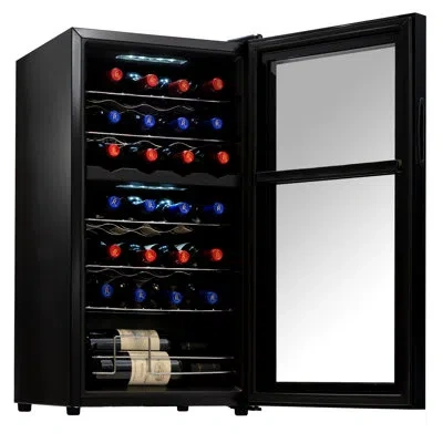 Nutrichef Dual Zone Freestanding Wine Refrigerator In Black