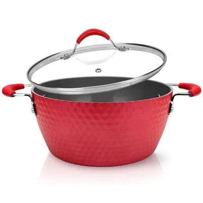 Nutrichef Durable Non-stick Dutch Oven Pot - High-qualified Kitchen Cookware With See-through Tempered Glass L In Red