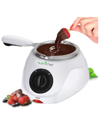Nutrichef Electric Chocolate Melting & Warming Fondue Set In White