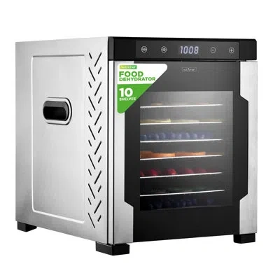 Nutrichef Electric Countertop Food Dehydrator Machine - 900-watt Premium Multi-tier Meat Beef Jerky Maker Frui In Silver