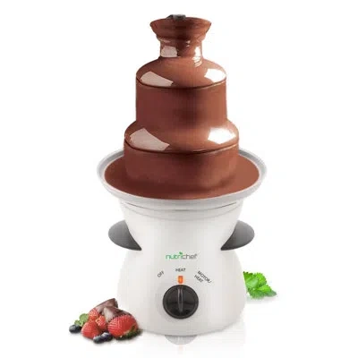Nutrichef Electric Fondue Pot 3-tier Chocolate Fountain In White