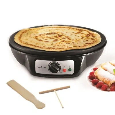 Nutrichef Electric Griddle Crepe Maker In Black