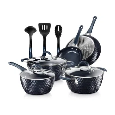 Nutrichef Excilon 11 Piece Aluminum Non Stick Cookware Set In Blue