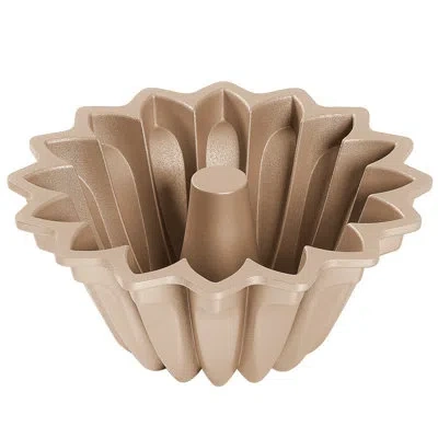 Nutrichef Extra Thick Cast Aluminum Spring Water Fluted Cake Pan Baking Pan, 2 Layers Non-stick Coating For Ea In Beige