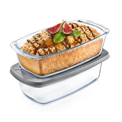 Nutrichef High Borosilicate Glass 2 Container Food Storage Set In Clear
