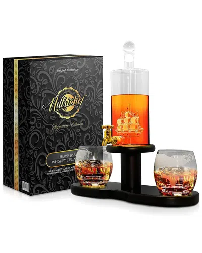 Nutrichef Home Bar Whiskey Decanter In Black