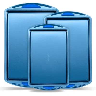 Nutrichef Kitchen Oven Baking Pans - Deluxe Nonstick Blue Diamond Coating Inside & Outside Carbon Steel Bakewa