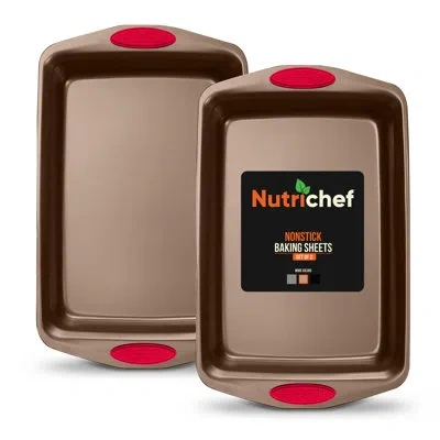 Nutrichef Kitchen Oven Non-stick Baking Sheet In Gold