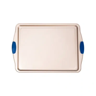 Nutrichef Large Cookie Sheet - Kitchen Oven Baking Pan With Blue Silicone Handles, Compatible With Models: Ncs In Gold;black;pink