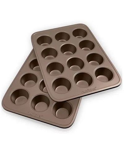 Nutrichef Muffin Pans (set Of 2) In Brown