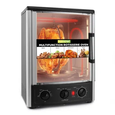 Nutrichef Multi-function Rotisserie Countertop Oven | 24 Quart Vertical Glass Door Convection Oven, For Rotiss
