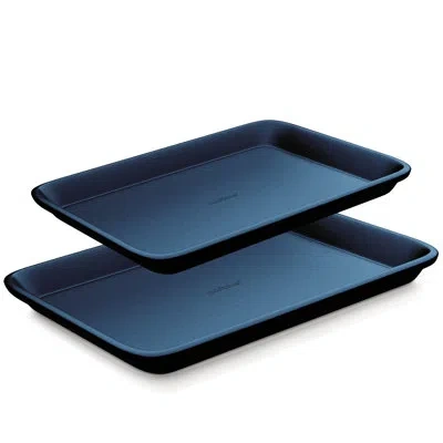Nutrichef Non-stick Carbon Steel 2 Piece Baking Sheet Set In Blue