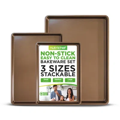 Nutrichef Non-stick Carbon Steel Bakeware Set In Gold