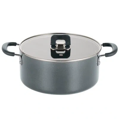 Nutrichef Non-stick Casserole With Lid - Non-stick Stylish Kitchen Cookware With Foldable Knob, 5 Quart(blue) In Gray