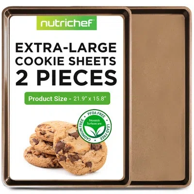 Nutrichef Nonstick Extra Large Baking Sheets – 22 X 16 Inch Mega Cookie Sheet Pans For Baking & Roasting – War In Bronze