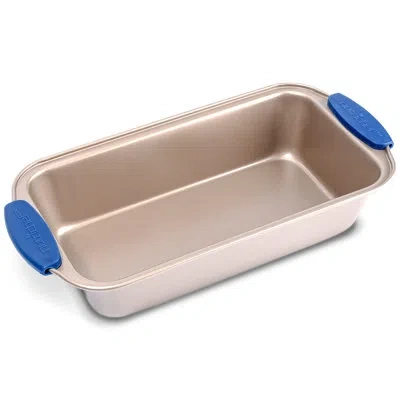 Nutrichef Non-stick Loaf Pan - Deluxe Nonstick Gold Coating Inside And Outside With Blue Silicone Handles, Com In Gold;blue;pink