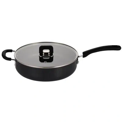 Nutrichef Non-stick Saute Pan With Lid-non-stick Stylish Kitchen Cookware With Foldable Knob, 3.7 Quart(brown) In Black