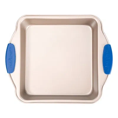 Nutrichef Non-stick Square Pan - Deluxe Nonstick Gold Coating Inside And Outside With Blue Silicone Handles, C In Gold;blue;pink