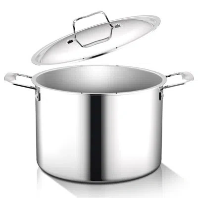 Nutrichef Nutrlchef 14.29" Stainless Steel Stockpot With Lid In Silver