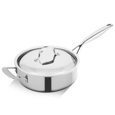 Nutrichef Nutrlchef Stainless Steel Saute Pan With Lid In Silver