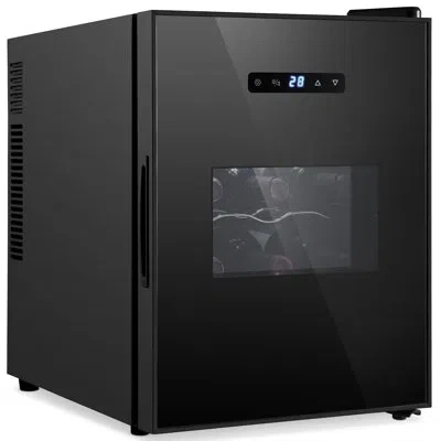Nutrichef Pkcwc128 12 Bottle Slim Fridge | For Both Adjustable Temperature 41°f To 64°f | Ultra Quiet | Mini W In Black