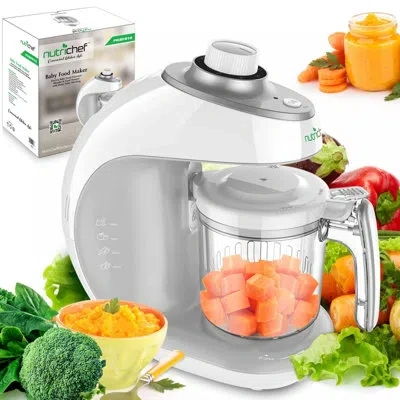 Nutrichef Pure Clean Electric Baby Food Maker In White