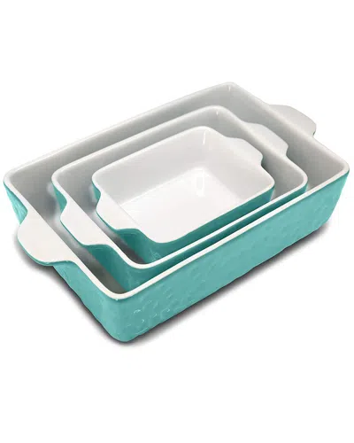Nutrichef Rectangular Ceramic Bakeware Set - Durab In Blue