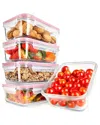 Nutrichef Red 5pc Stackable Glass Food Storage Containers