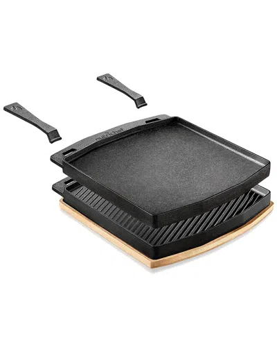 Nutrichef Reversible Cast Iron Griddle With Scraper In Gray