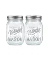 Nutrichef Set Of 2 Glass Mason Jars In Transparent