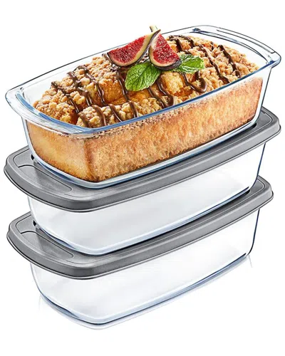 NUTRICHEF NUTRICHEF SET OF 3 GLASS LOAF PAN 1.8L