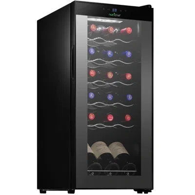 Nutrichef Single Zone 13.06'' Freestanding 18 Bottle Wine Refrigerator In Black